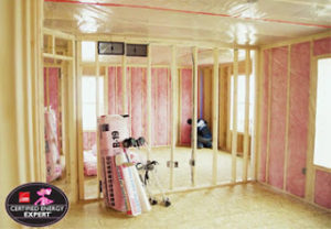 Under construction room with insulation