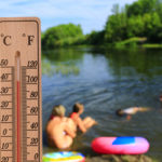 Hot temperature showing summer swimming