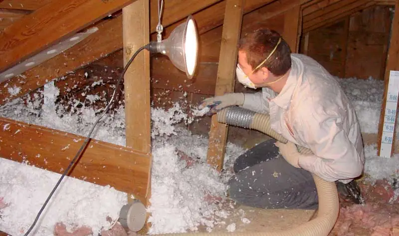 Rockweiler insulation installer insulating home's attic.