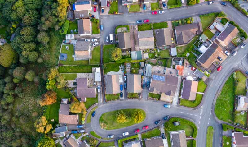 aerial view urban streets wisconsin