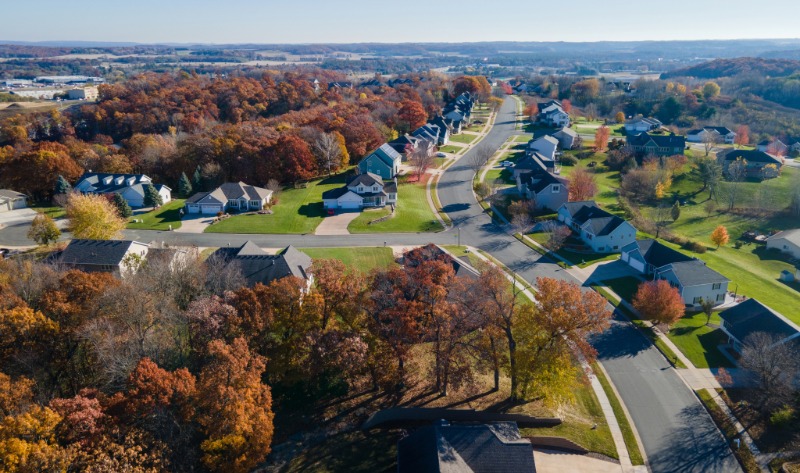 Small town neighborhood in Wisconsin.