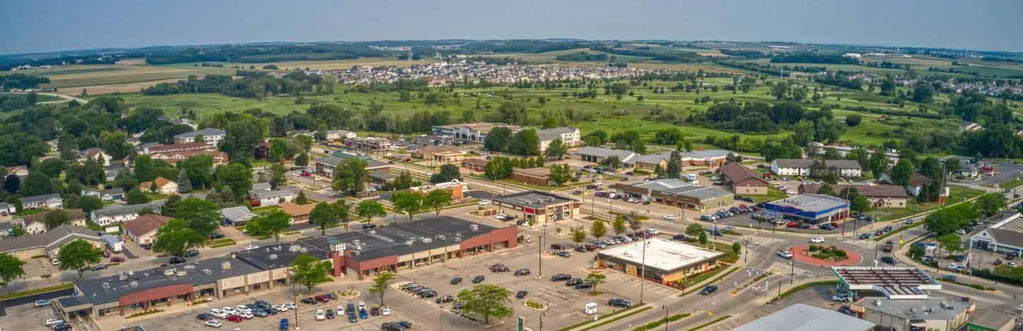 Aerial View of the Madison Suburb of Waunakee, Wisconsin
