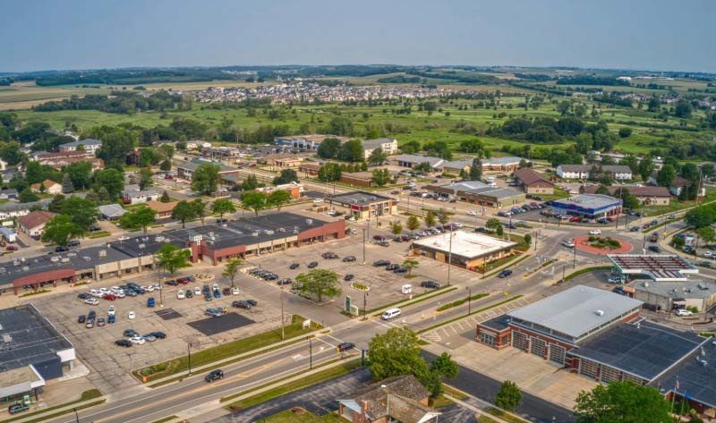 Aerial View of the Madison Suburb of Waunakee, Wisconsin